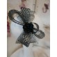 Czarno srebrny stroik z krynoliny do włosów sukni kapelusza