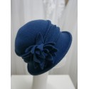 Morski niebieski kapelusz dzianina wełniana 55-58 cm