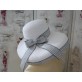 Biało szary kapelusz słomkowy w stylu Audrey do 57  cm