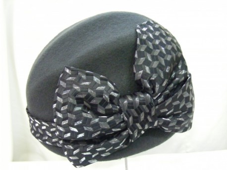 Agafia- Turban-stalowa filcowa czapka Vintage 57-60cm