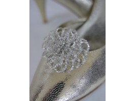 Klipsy do butów srebrne rozetki szkło