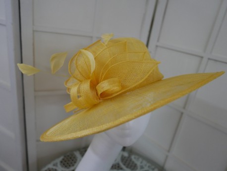 Maryla żółty wizytowy kapelusz sinamay 53-57cm